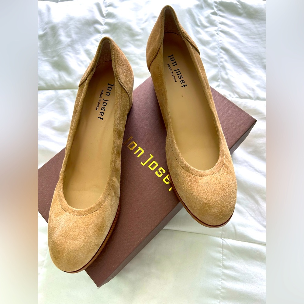 Jon Josef Women’s Tan Suede Low Heel Pumps